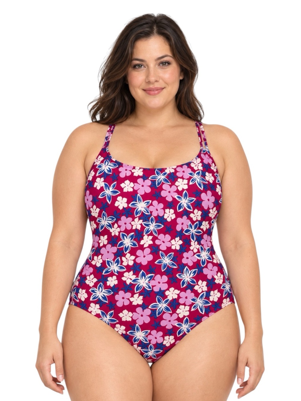 Speedo Women’s Size 16 Pink Floral Cross Back One Piece Swimsuit